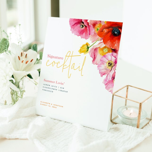 Modern Blumenmohn Signature Cocktail Zeichen Sockelschild (Von Creator hochgeladen)