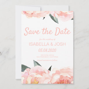 Modern Blumenpfirsiche Pink Peak Save the Date