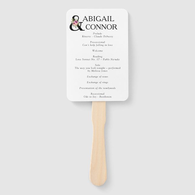 Modern Blumenstrauß und Pflaume Pink Peach & Black Fächer (Vorderseite)