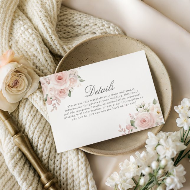 Modern Blush Botanical Wedding Details Begleitkarte (Von Creator hochgeladen)