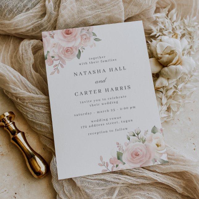 Modern Blush Botanical Wedding Einladung (Von Creator hochgeladen)