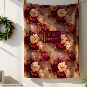 Modern Blush Burgund Gold Personalisiert Boho Styl Fleecedecke