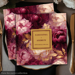 Modern Blush Burgundy Gold Boho Wedding Napkins Serviette