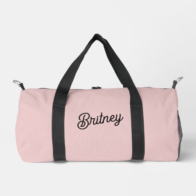 Modern Blush Dusty Pink Monogram und Name Duffle Bag (Vorderseite)