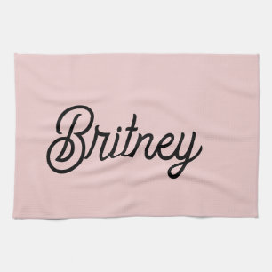 Modern Blush Dusty Pink Monogram und Name Geschirrtuch