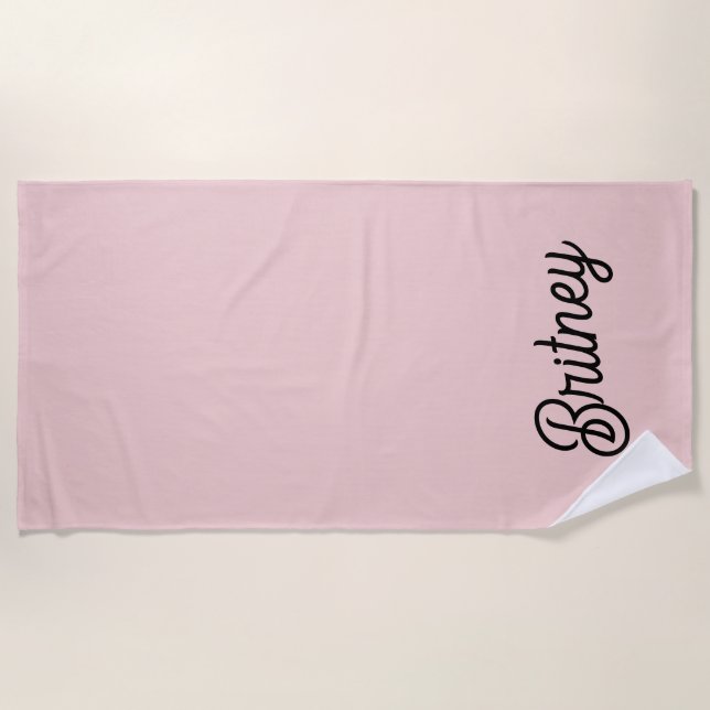 Modern Blush Dusty Pink Monogram und Name Strandtuch (Vorderseite)