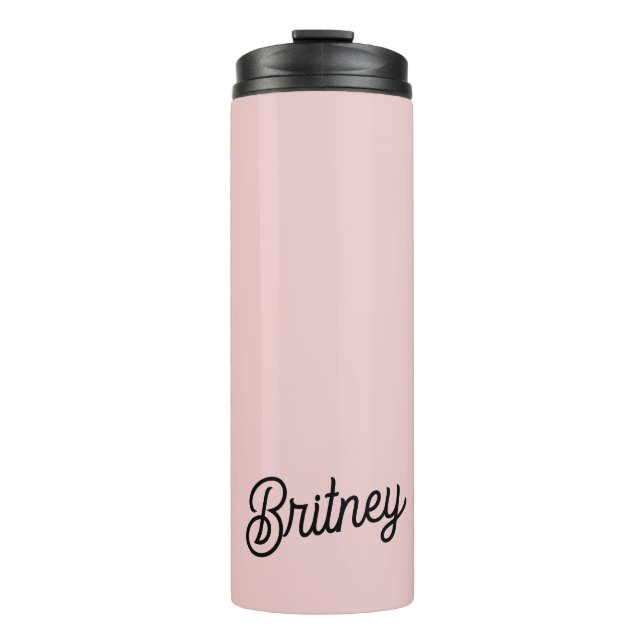 Modern Blush Dusty Pink Monogram und Name Thermosbecher (Vorderseite)