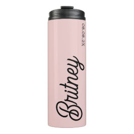 Modern Blush Dusty Pink Monogram und Name Thermosbecher