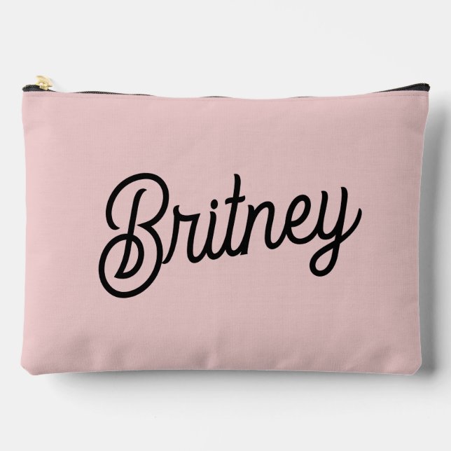 Modern Blush Dusty Pink Monogram und Name Zubehörtasche (Vorderseite)