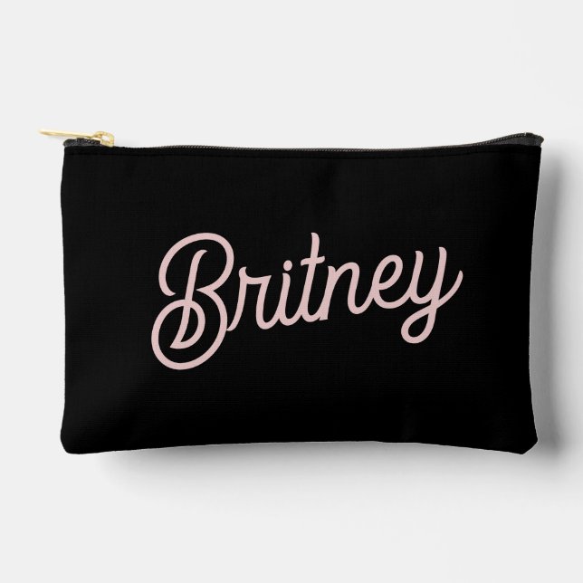 Modern Blush Dusty Pink Monogram und Name Zubehörtasche (Vorderseite)