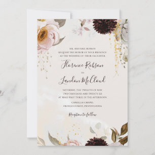 Modern Blush Floral Watercolor Traditional Wedding Einladung