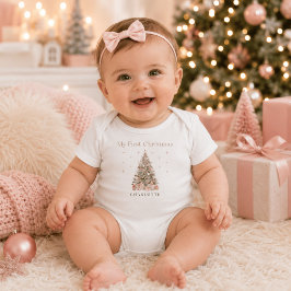 Modern Blush Mein erstes Weihnachten – Personalisi Baby Strampler
