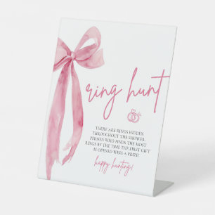 Modern Blush Pink Bow Ring Hunt Brautparty Sockelschild