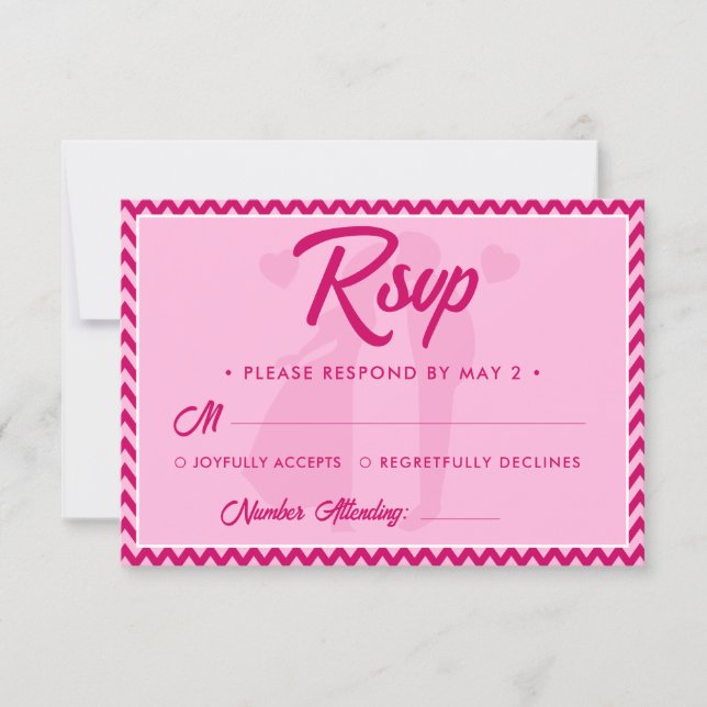 Modern Blush Pink Chevron Stripe QR Code Wedding RSVP Karte (Vorderseite)