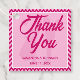 Modern Blush Pink Chevron Stripe Wedding Geschenkanhänger