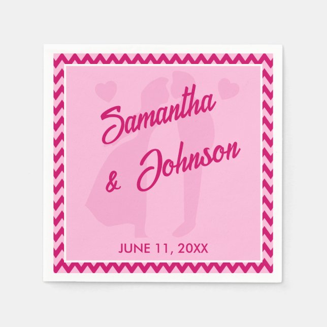 Modern Blush Pink Chevron Stripe Wedding Serviette (Vorderseite)