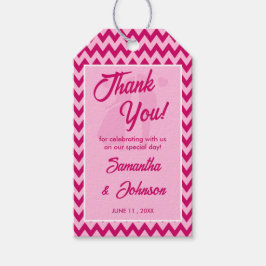 Modern Blush Pink Chevron Stripe Wedding Thank You Geschenkanhänger