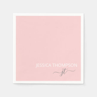 Modern Blush Pink Einfache Bezeichnung für das Mon Serviette