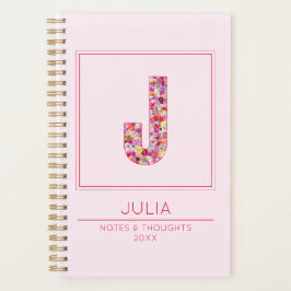 Modern Blush Pink Floral Monogram Letter J Planer