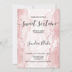 Modern Blush Pink Girly Trendy Sweet 16 Einladung