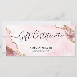 Modern Blush Pink Gold Agate Certificate Geschenkk