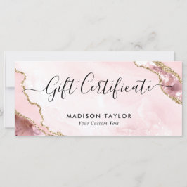 Modern Blush Pink Gold Agate Certificate Geschenkk