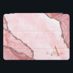 Modern Blush Pink Gold Agate Geode Monogram iPad Pro Cover<br><div class="desc">Modern Blush Pink Gold Agate Geode Monogram iPad Pro Cover</div>