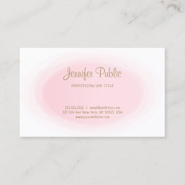 Modern Blush Pink Gold Elegant Einfach Beruflich Visitenkarte (Vorderseite)