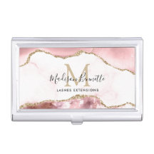Modern Blush Pink Gold Glitzer Agate Monogram