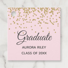 Modern Blush Pink Gold Glitzer Confetti Abschluss Geschenkanhänger