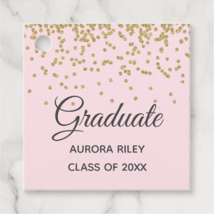 Modern Blush Pink Gold Glitzer Confetti Abschluss Geschenkanhänger