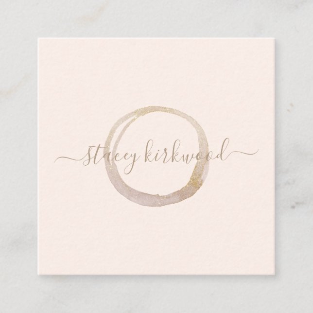 Modern Blush Pink Gold Imitate Glitzer Circle Logo Quadratische Visitenkarte (Vorderseite)