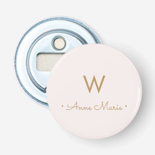 Modern Blush Pink Gold Script Monogram Flaschenöffner