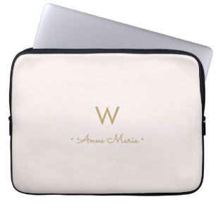 Modern Blush Pink Gold Script Monogram Laptopschutzhülle
