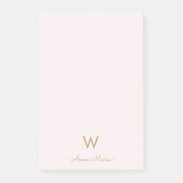 Modern Blush Pink Gold Script Monogram Post-it Klebezettel