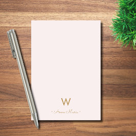 Modern Blush Pink Gold Script Monogram Post-it Klebezettel