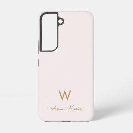 Modern Blush Pink Gold Script Monogram Samsung Galaxy Hülle