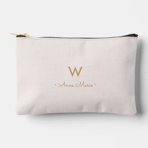 Modern Blush Pink Gold Script Monogram Zubehörtasche
