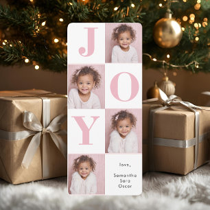 Modern Blush Pink JOY Vertikales Foto Weihnachten