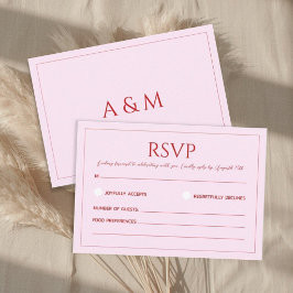 Modern blush pink minimalist wedding RSVP karte