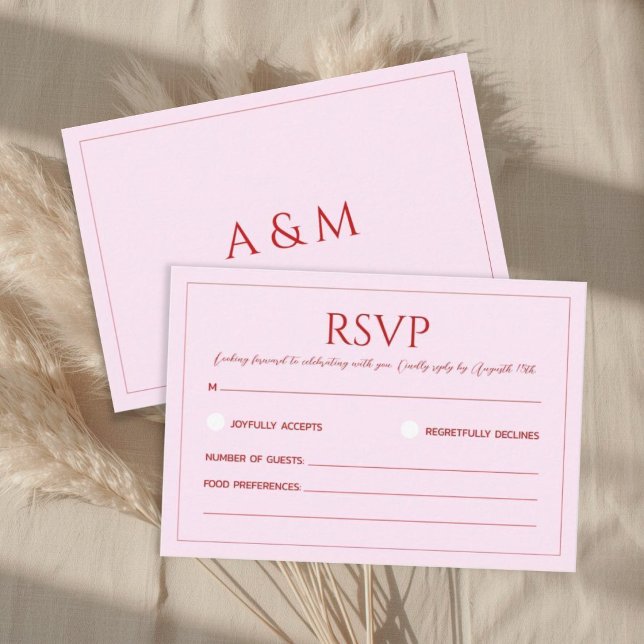 Modern blush pink minimalist wedding RSVP karte (Von Creator hochgeladen)