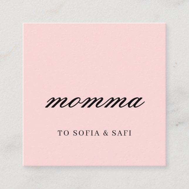 Modern Blush Pink Mommy Contact Card Rabattkarte (Vorderseite)