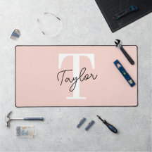 Modern Blush Pink Monogram Name Feminine Script