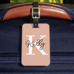 Modern Blush Pink Monogram Script Gepäckanhänger