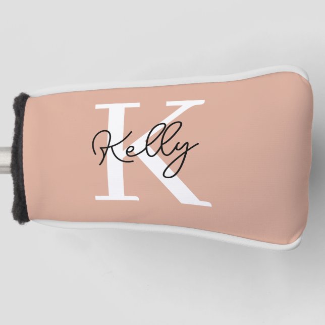 Modern Blush Pink Monogram Script Golf Headcover (Vorderseite)