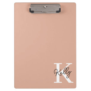 Modern Blush Pink Monogram Script Klemmbrett