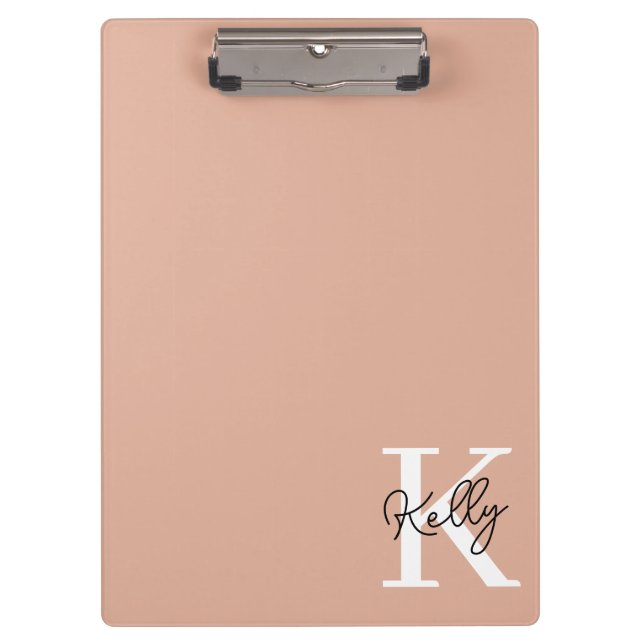 Modern Blush Pink Monogram Script Klemmbrett (Vorderseite)