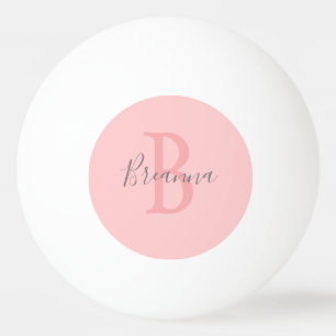 Modern Blush Pink Monogram Script Personalisiert Tischtennisball