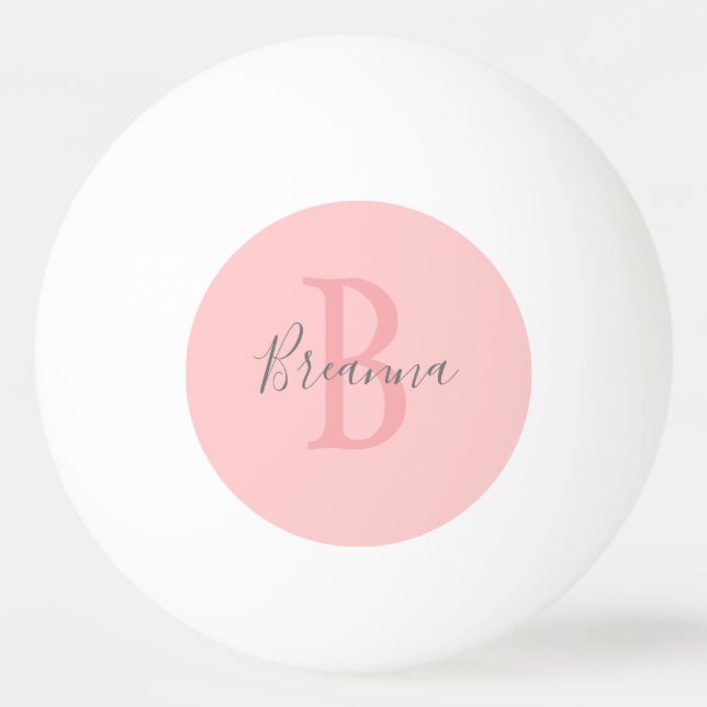 Modern Blush Pink Monogram Script Personalisiert Tischtennisball (Vorderseite)