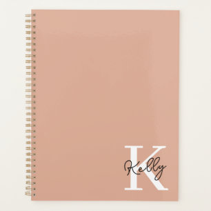 Modern Blush Pink Monogram Script Planer
